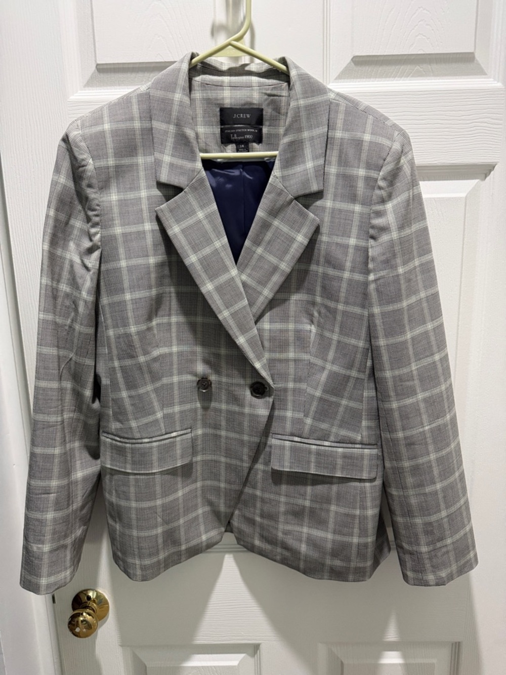 J. Crew Gray Plaid Double-Breasted Blazer